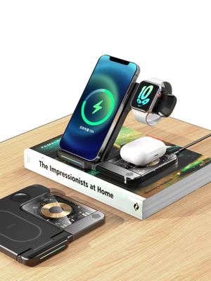 قیمت خوب اندازه فشرده 3 در 1 ایستگاه شارژ بی سیم / پد W / کابل نوع C آنلاین