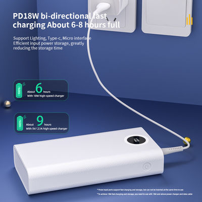 قیمت خوب بانک برق قابل حمل سفید با ظرفیت بالا 30000mAh سازگاری جهانی آنلاین